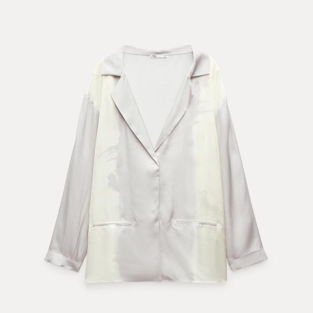 Zara Flowy Printed Shirt - Pearl Gray
